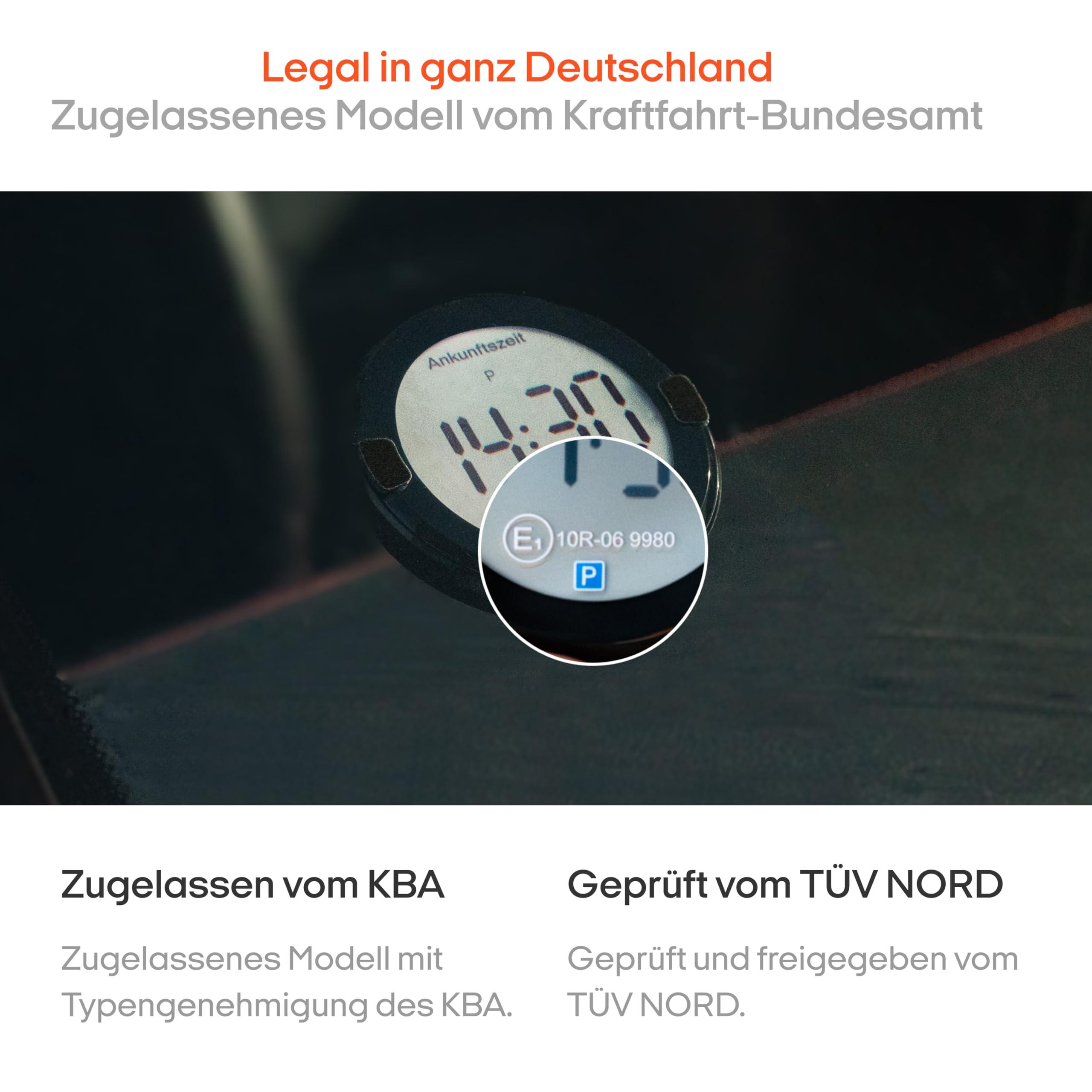 ooono OOONO P-DISC NO2 - Electronic Parking Disc with Approval for Car - Automatic Digital Parking Disc Electric with Approval from KBA According to German Road Traffic Regulations - Electric Parking Meter