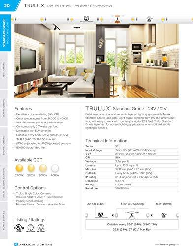 American Lighting American Lighting STL-WW-33 Trulux Standard Grade Indoor Single Color Tape Light Kit, 32.8-feet, Warm White