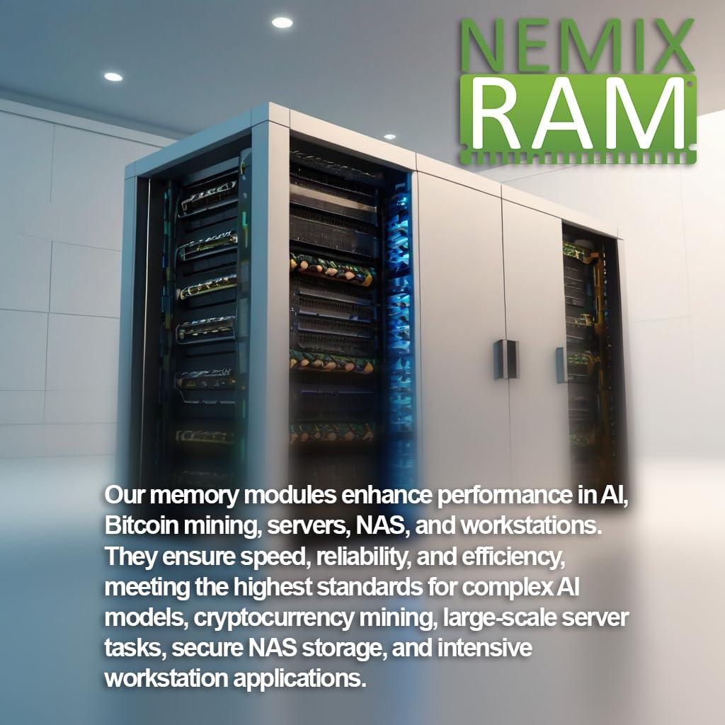 NEMIX RAM NEMIX RAM 32GB (1X32GB) DDR5 4800MHZ PC5-38400 1Rx4 1.1V CL40 288-PIN ECC RDIMM Registered Server Memory Compatible with ASUS 1U Dual-Processor Server Model RS700A-E12-RS4U