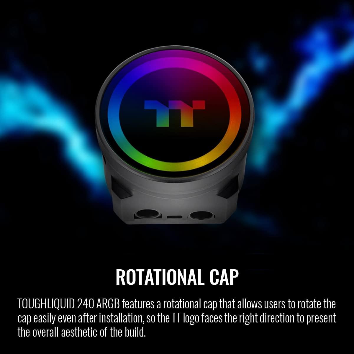 Thermaltake Thermaltake TOUGHLIQUID 240 ARGB Motherboard Sync All-in-One Liquid CPU Cooler, AMD (AM5/AM4) / Intel (LGA 1700/1200), 240mm High Efficiency Radiator CL-W319-PL12BL-B