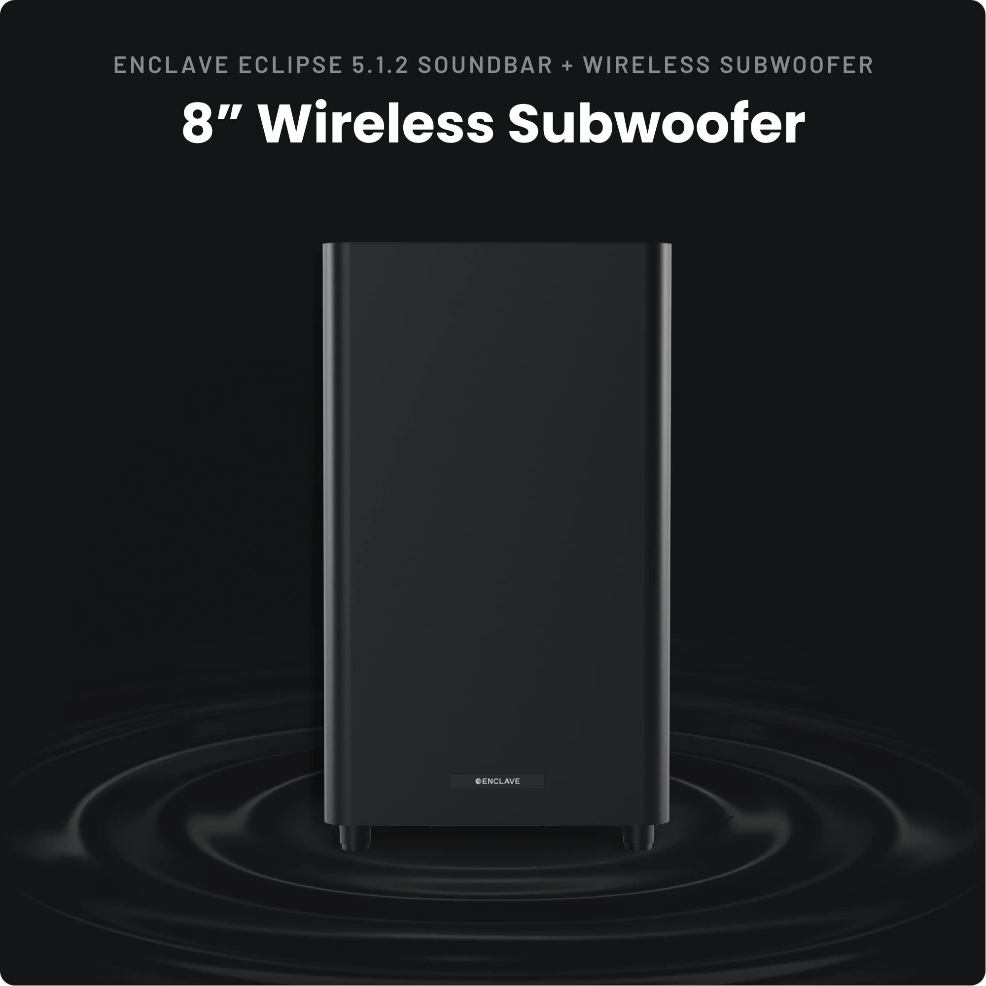 Enclave Audio Enclave Eclipse 5.1.2 Dolby Atmos Soundbar with 8 Wireless Subwoofer - Includes 11 Custom Drivers & 8-Inch Subwoofer for Multidimensional Spatial Sound