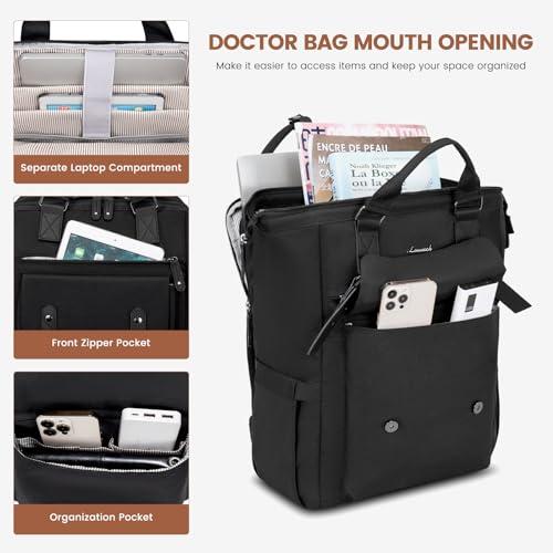 LOVEVOOK LOVEVOOK Laptop Backpack, Travel Bag with 17.3 inch Laptop Compartment, Water Resistant Teacher Nurse Doctor Work Bag, Anti-theft Daypack, Black