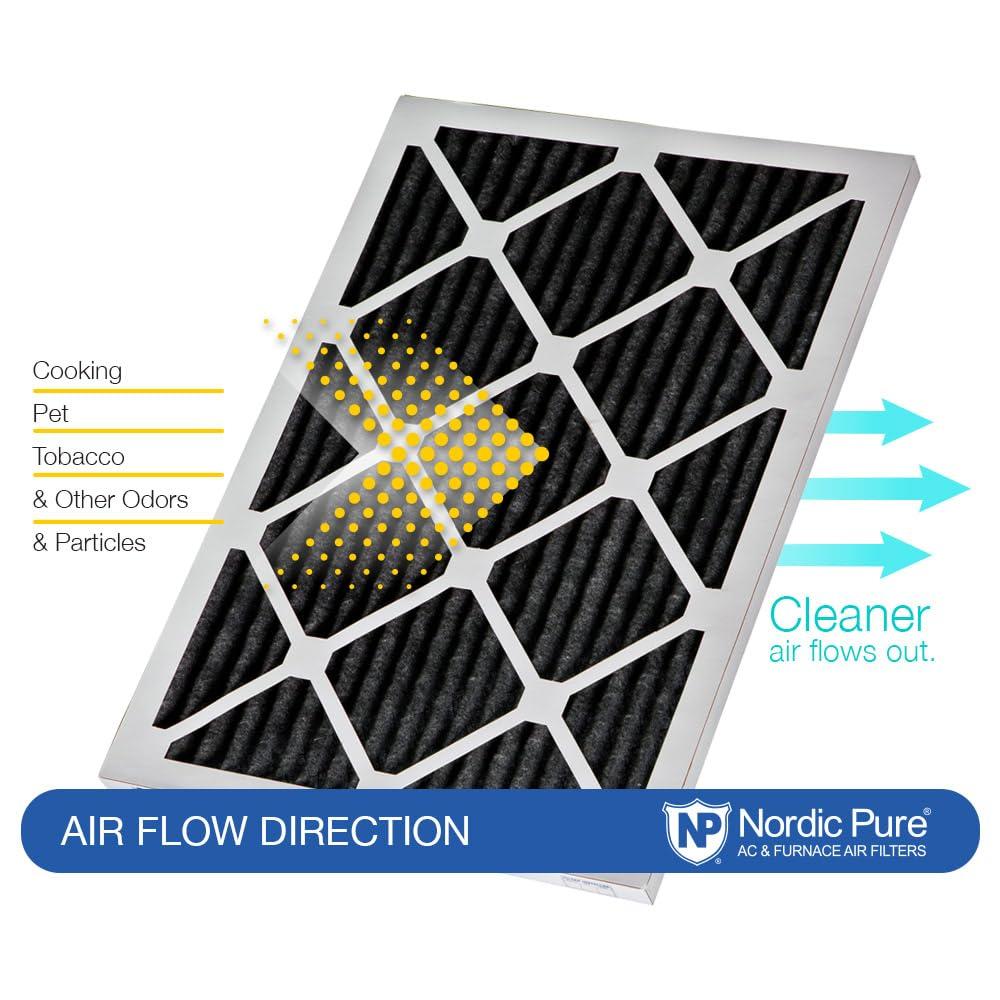 Nordic Pure Nordic Pure 20x20x1 (19 1/2 x 19 1/2 x 3/4) Pure Carbon Pleated Odor Reduction Furnace Air Filters 3 Pack