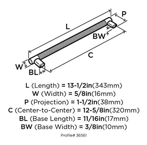 Amerock Amerock | Cabinet Pull | Polished Nickel/Black Bronze | 12-5/8 inch (320 mm) Center to Center | Esquire | 1 Pack | Drawer Pull | Drawer Handle | Cabinet Hardware