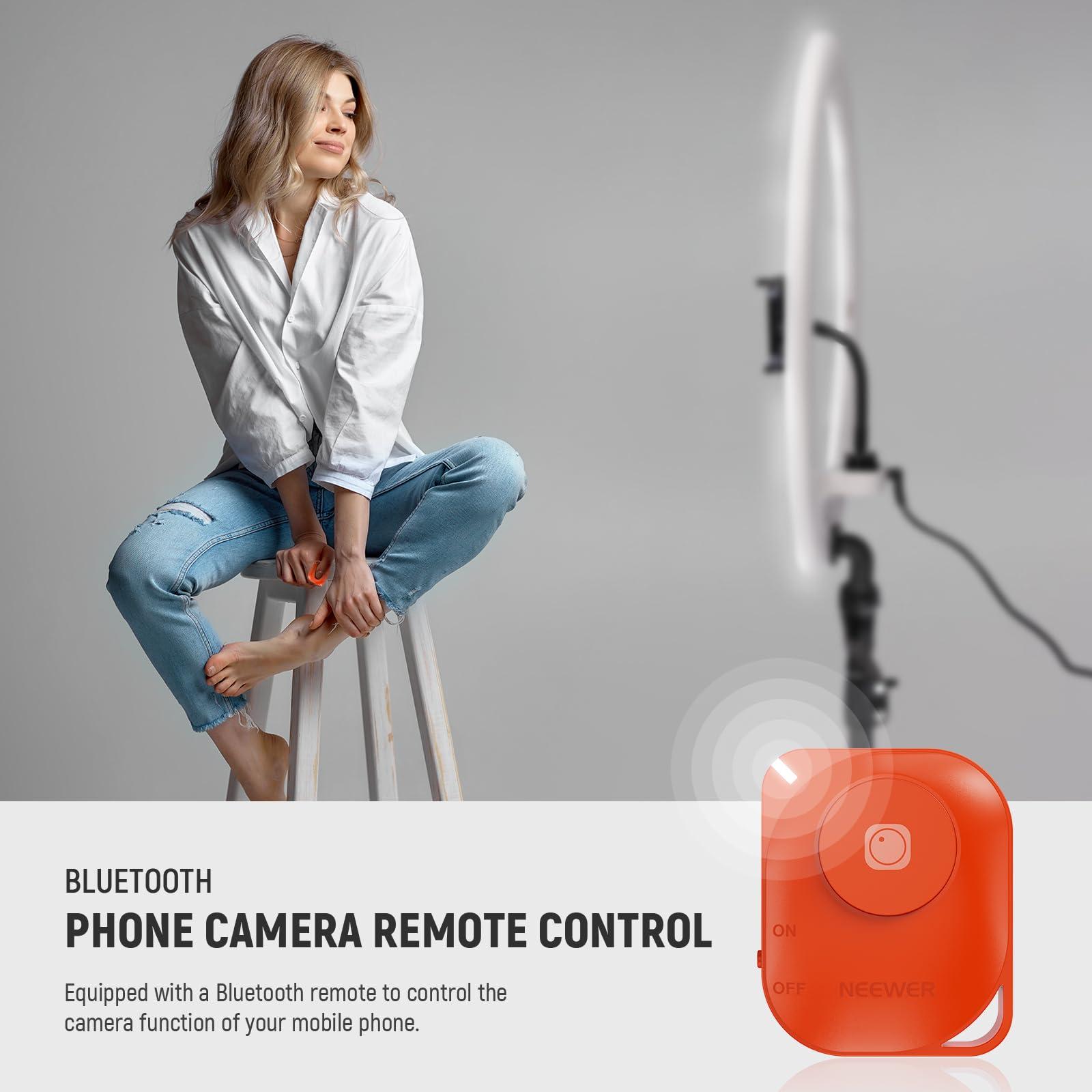 Neewer NEEWER Professional Ring Light with Stand and Phone Holder, Diffuser Included, 18 inch Ultra Thin, 45W 2900K-7000K TLCI98, App Control, Softer Lighting for Makeup Live Stream TikTok, RP18B Pro White