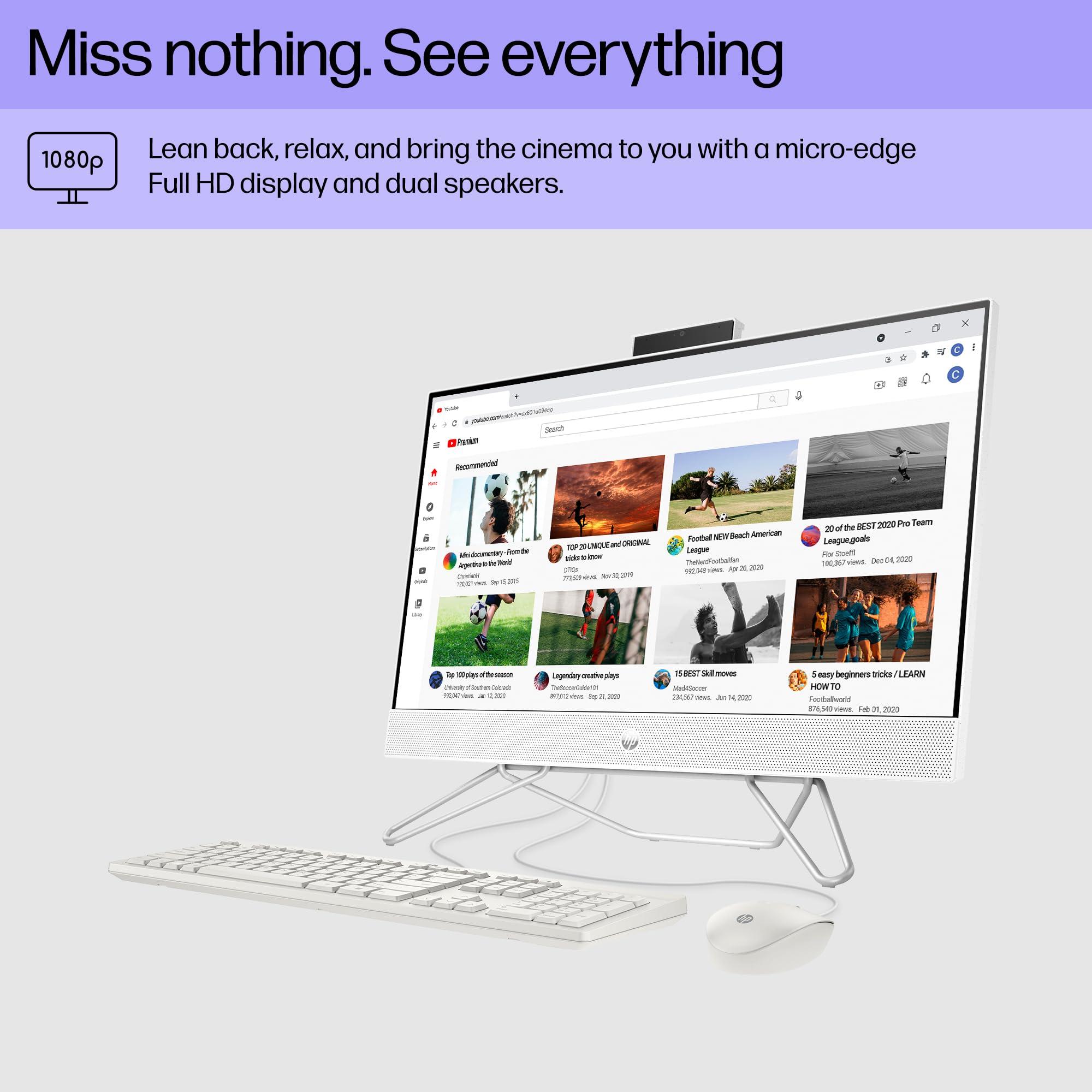 HP HP 24 inch All-in-One Desktop PC, FHD Display, Intel Core i5-1235U, 8 GB SDRAM, 256 GB SSD, Intel UHD Graphics, Windows 11 Home, 24-cb1210 (2024)