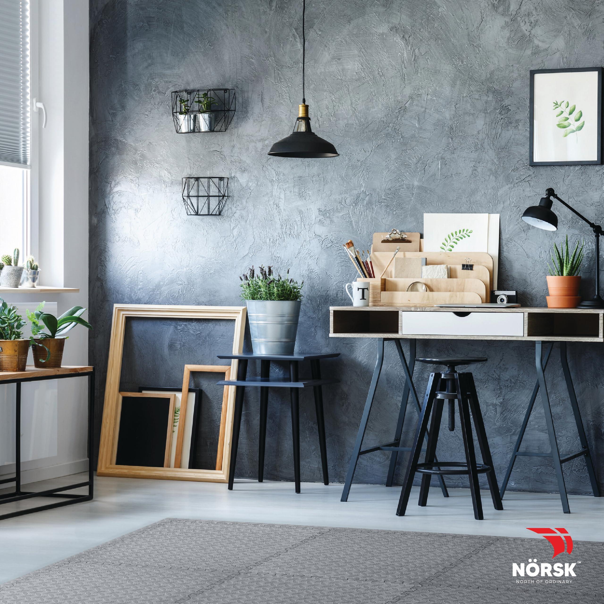 Norsk Norsk Foam Floor Gym Mats with Interlocking Tiles, 47\" Thick, 24\"x24\",6-Pack, 24 Square Feet, Diamond Plate Design, Grey