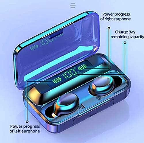 JSQUAR3D F9 True Wireless Earbud with Power Bank with Bluetooth Version 5. 1 Earbuds Portable case Charging, Sport Design, Built in Microphone (Black)