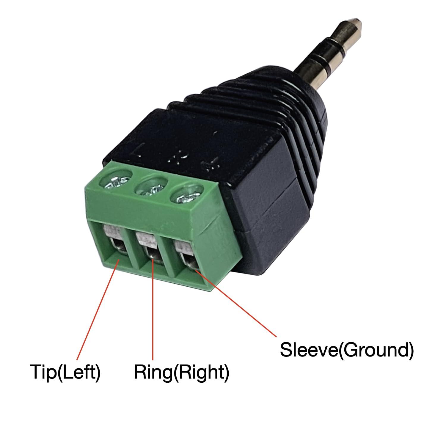 CESS 3.5mm Stereo TRS Male Plug to AV Screw Audio Terminal, Solder-Free, Quick Screw Connection for DIY, Test, Measurement, Surveillance, and Engineering, 10 Pack