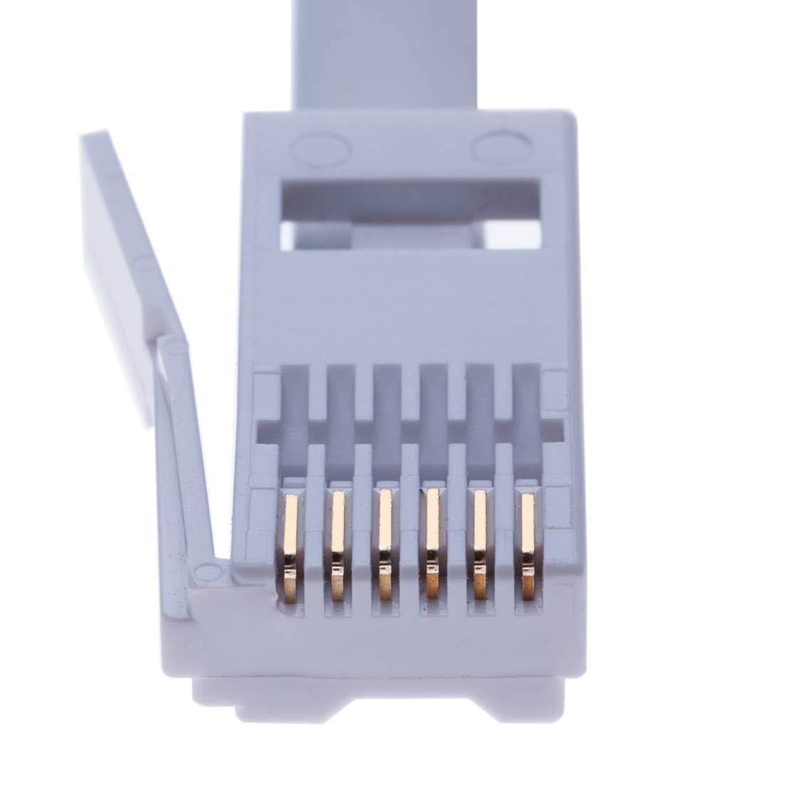 Keple BT Phone Line Plug to RJ11 Crossover Telephone Cable Extension | Lead Cord for Modem FAX Sky Box Virgin Hub | British UK BT Socket 4 Wire | White 9.8ft