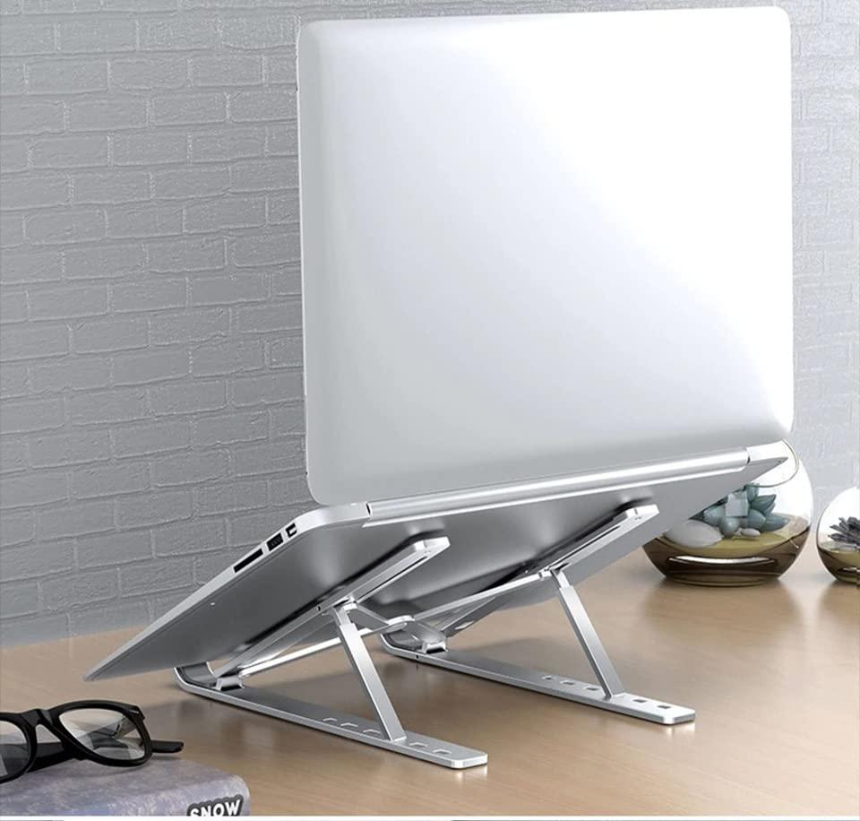 TranLong Portable Laptop Stand, Universal Portable Laptop Stand Adjustable ABS or Aluminum Desktop Stand for MacBook Air Pro Tablet Laptop Holder (Silver)