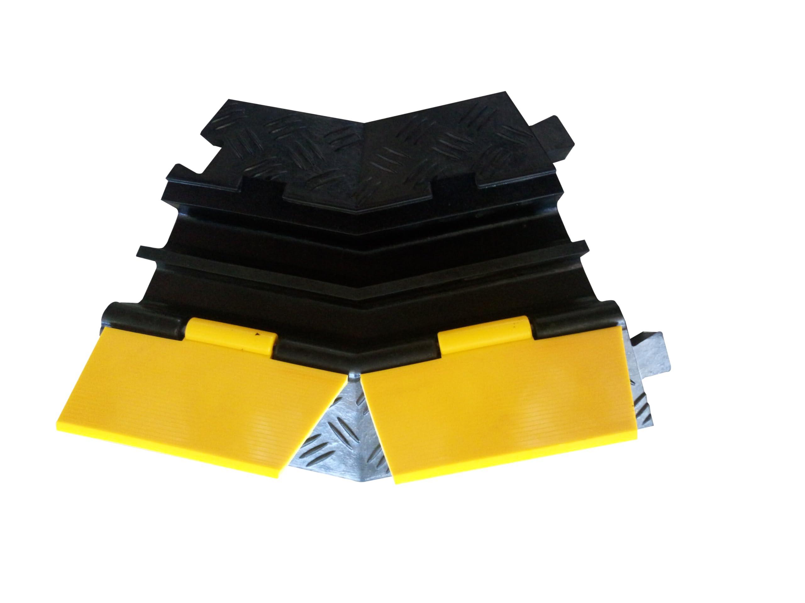 KABLE KONTROL Kable Kontrol Atlas Heavy Duty Cable Protector 45 Degree Left Turn 1.25 Width 1.25 Height 2 Channel CP9987 Compatible | Industrial Grade Rubber | Rubber Cable Protector | Wire Protector