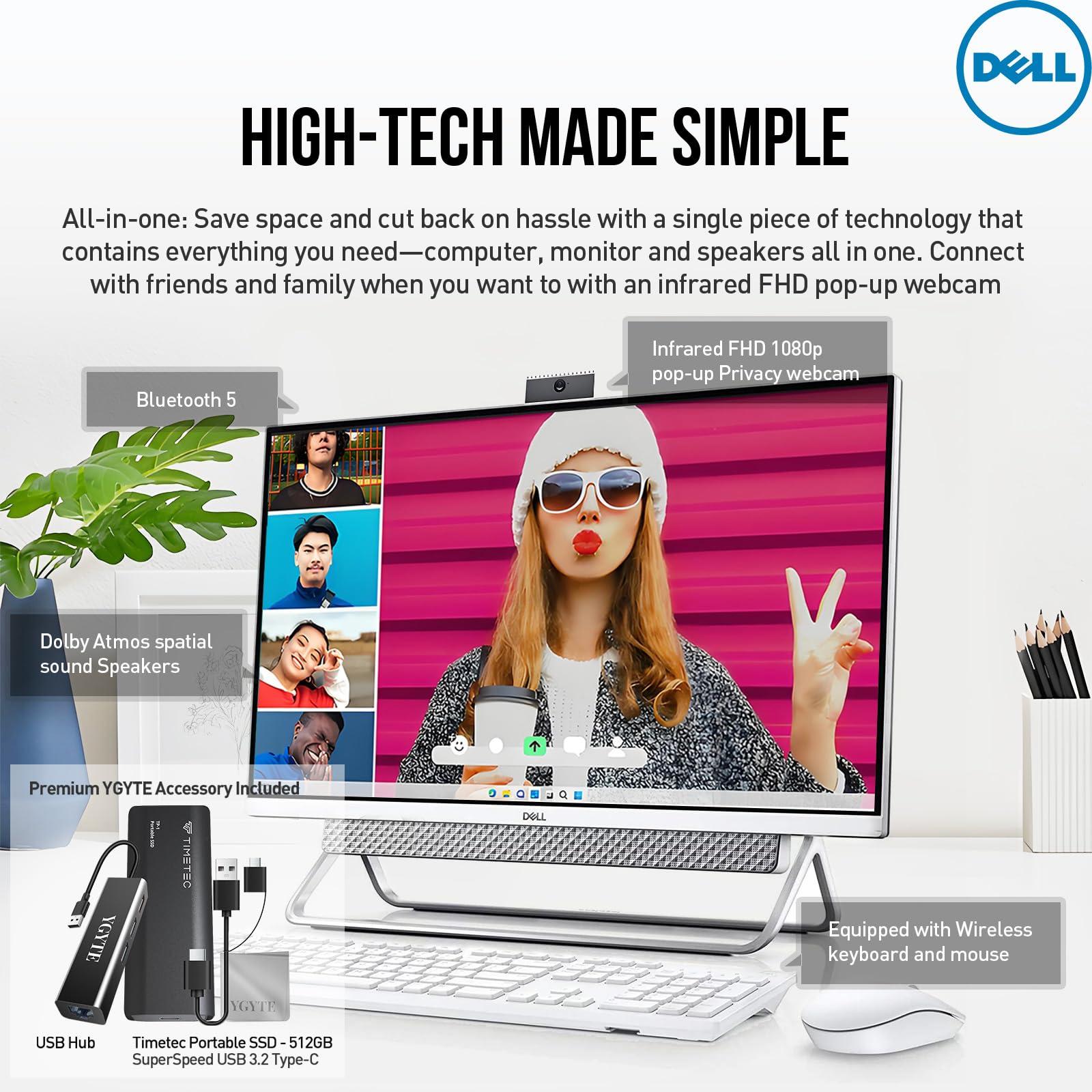 Dell Dell All In One Desktop Computer 27 Inch Touchscreen FHD, Home Business AIO PC Desktop, Intel Core i7,NVIDIA GeForce MX330,32GB RAM 1TB SSD+512GB PSSD,Lifetime Office Windows 11 Pro,RJ-45,USB-C,Webcam