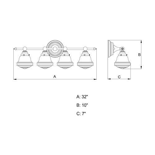 VAXCEL Huntley 4 Light Bronze Farmhouse Schoolhouse Bathroom Vanity Fixture