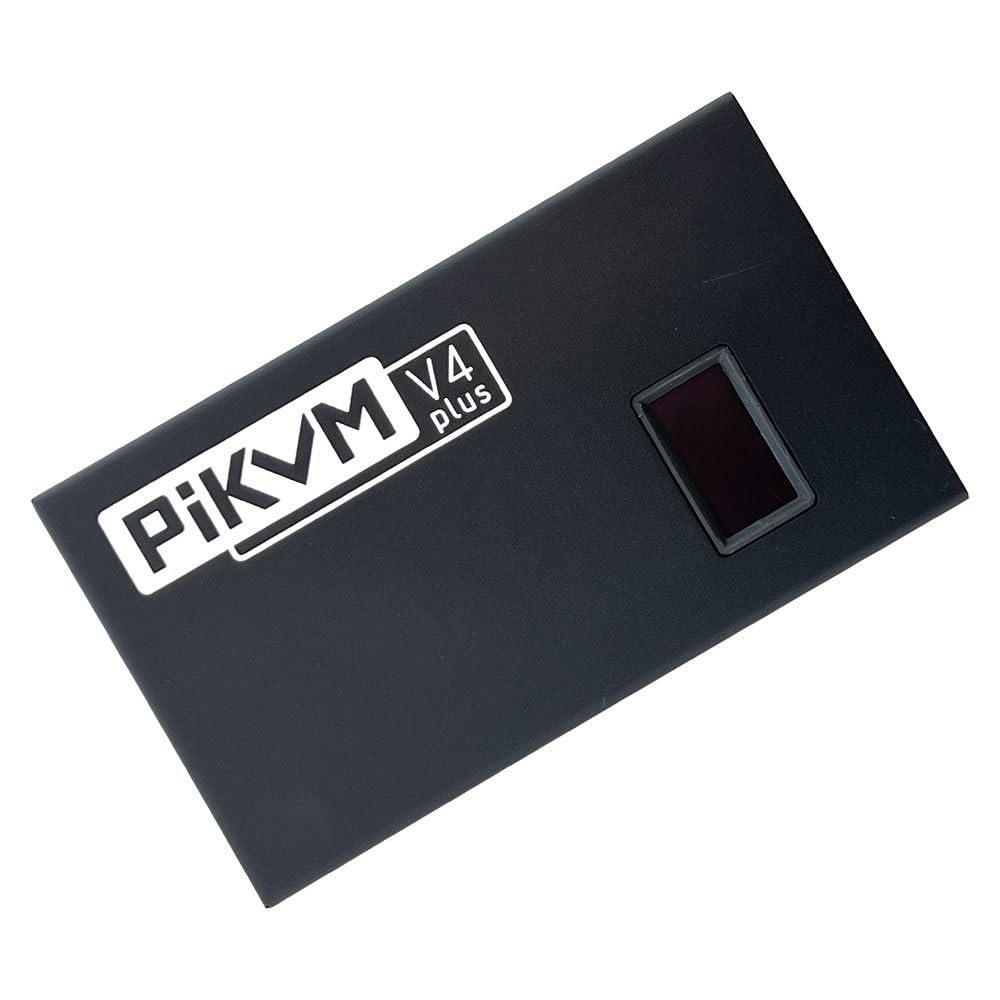 PiKVM PiKVM V4 Plus IP KVM - Raspberry Pi Based KVM Over IP - HD Video - Install OS Via UEFI/BIOS Control - USB 3.0 Storage - Remote Control Keyboard, Video, Mouse - HDMI, OLED Display, & Metal Enclosure
