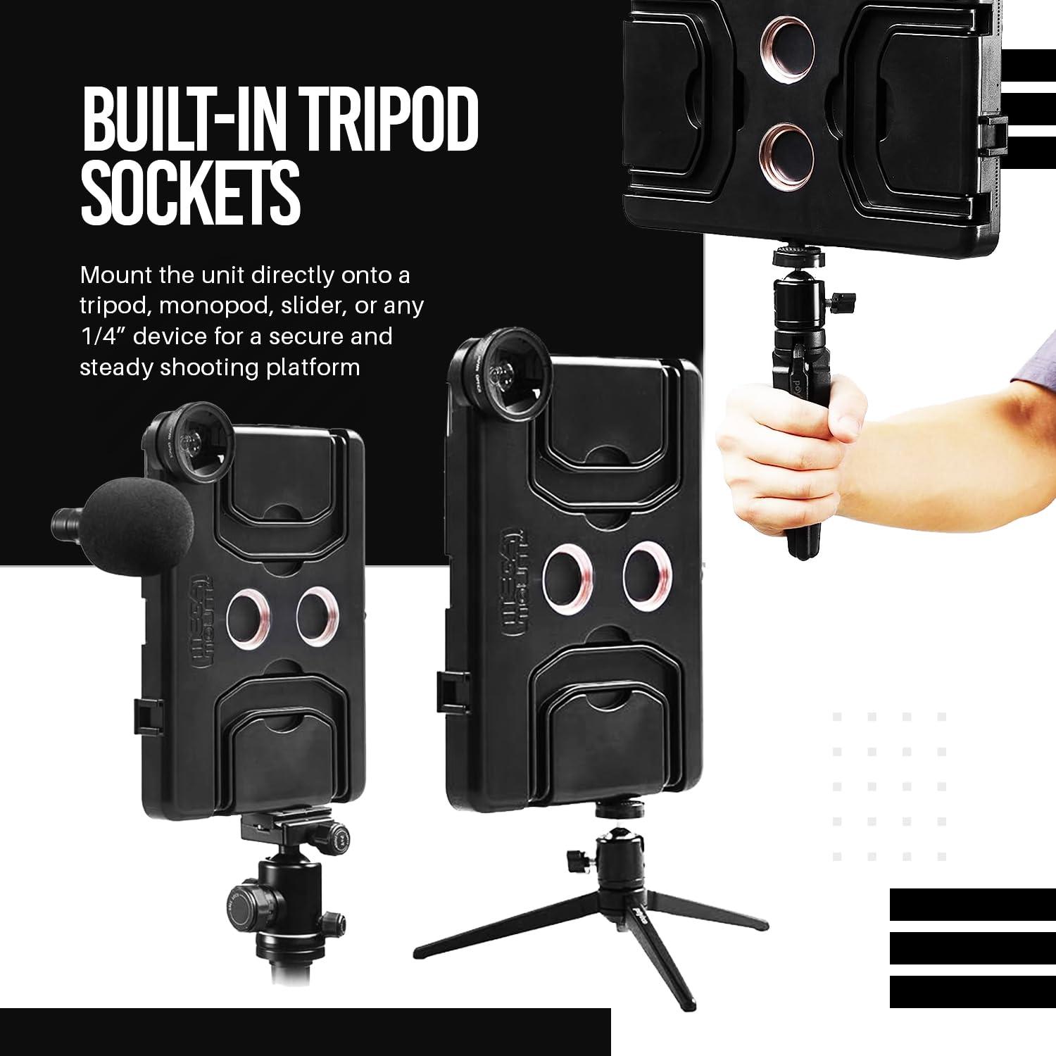 VidPro MegaMount Rig Case Video Stabilizer for iPad 10.9 inch (Latest 10th Gen Model) Handheld Tablet Stabilizers w/Swing Handle, Cold Shoe Mounts, Tripod Mount for Videography, Vlogging, Film Making