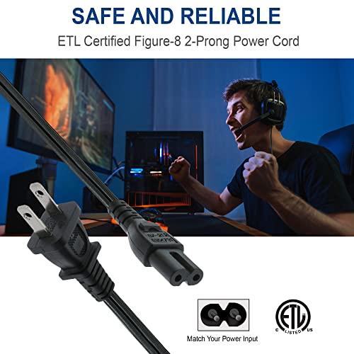 XTREME DIGITAL LIFESTYLE ACCESSORIES Xtreme 10 Foot Non-Polarized Replacement Power Cord for TVs, Game Consoles, Cable/Satellite Boxes, Printers, Soundbars, Home Theaters, Speakers & More, Works with Samsung, LG, TLC, PlayStation & More
