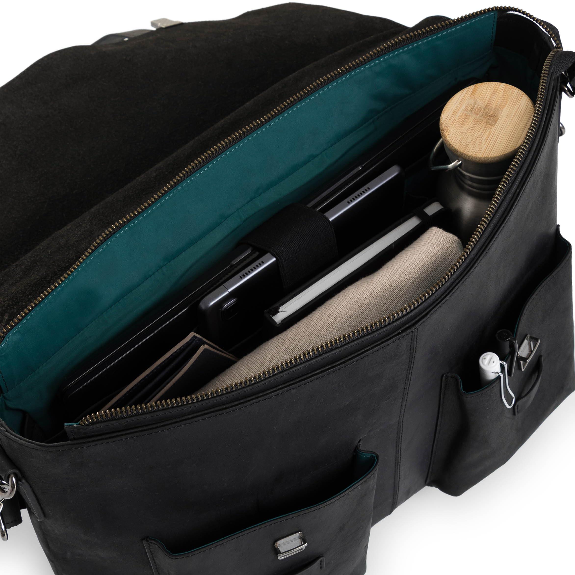 VELEZ VELEZ Brown Top Grain Leather Backpack + Black Messenger Bag for Men