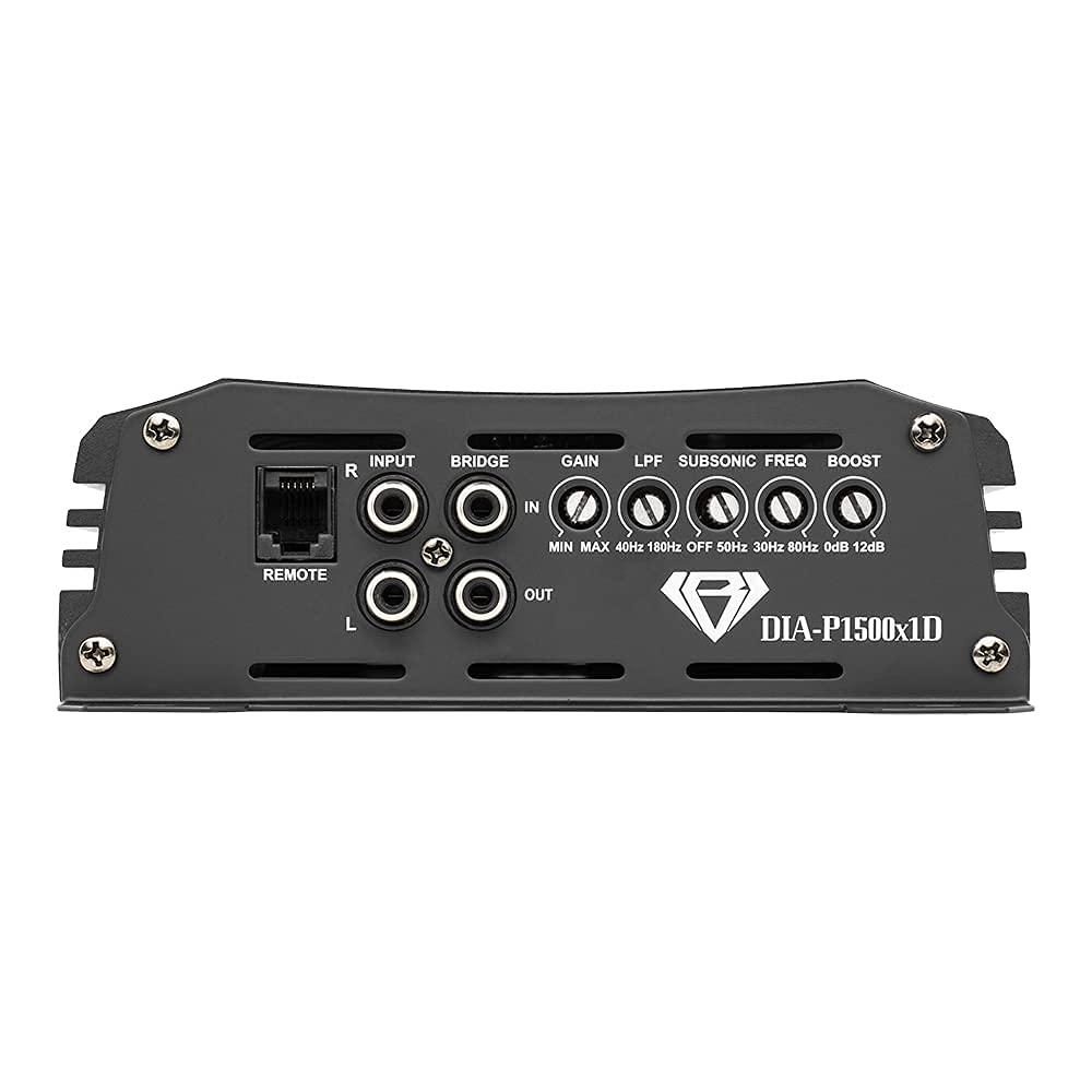 BLACK DIAMOND Black Diamond DIA-P1500x1D Car Audio Amplifier Class D 1 Channel Monoblock Amp 1500 Watts RMS, Remote Level Control Included