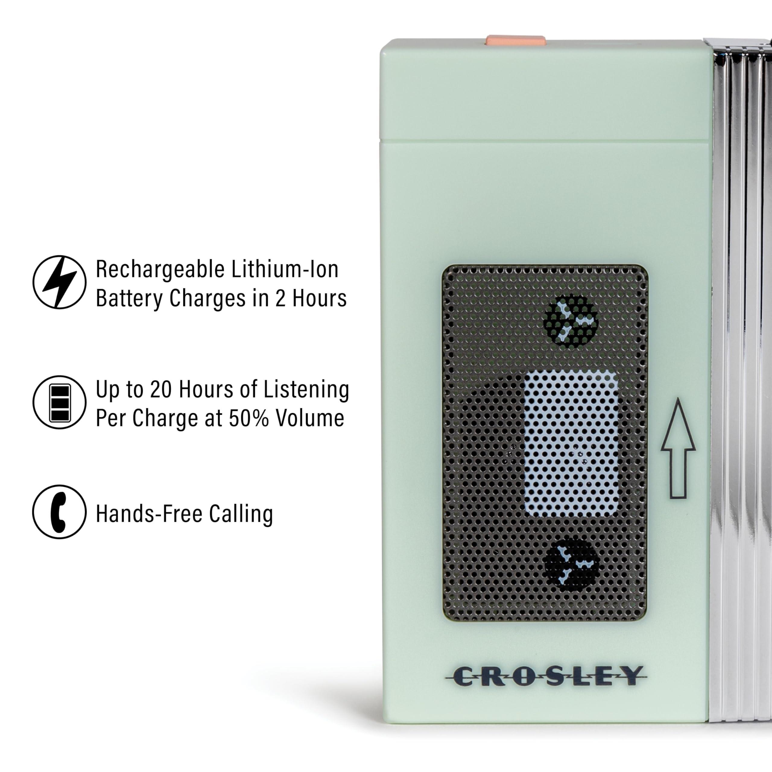 Crosley Crosley CR3047A-MT Mini Retro 80\'s Portable Bluetooth Speaker, Wireless with Microphone, Vintage, Mint