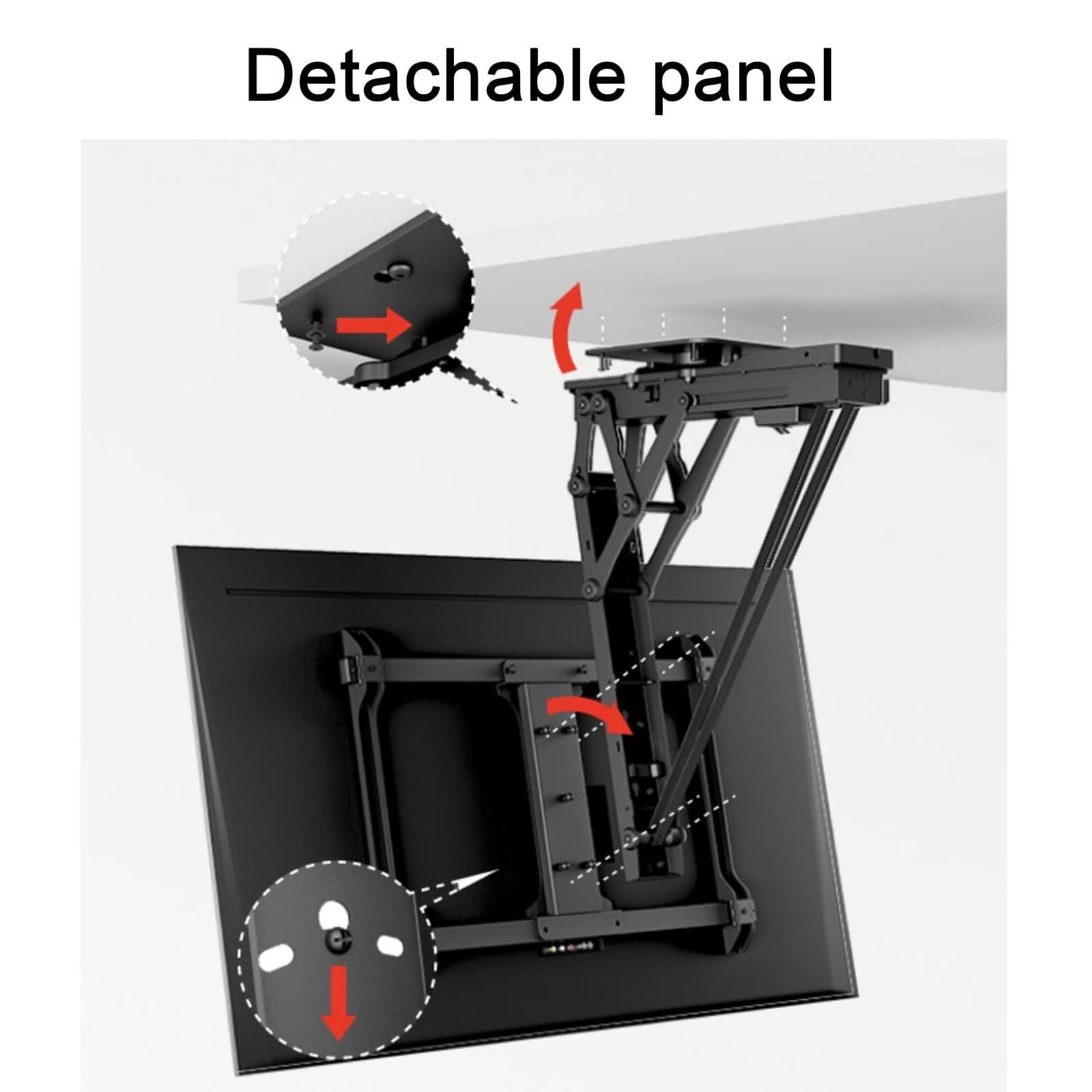 THEGA TV Ceiling Mount Adjustable Bracket - Motorized TV Lift, Motorized TV Ceiling Mount, TV Wall Mounts and Tilt Mounts, 90 Left/Right Rotation Electric TV Lift, for 32-75 Inch TVs