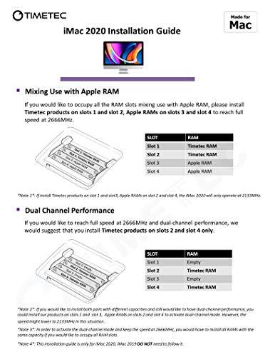 Timetec Timetec 32GB KIT(2x16GB) Compatible for Apple DDR4 2666MHz / 2667MHz for Mid 2020 iMac (20,1/20,2) / Mid 2019 iMac (19,1) 27-inch w/Retina 5K, Late 2018 Mac Mini (8,1) PC4-21333 /PC4-21300 MAC RAM