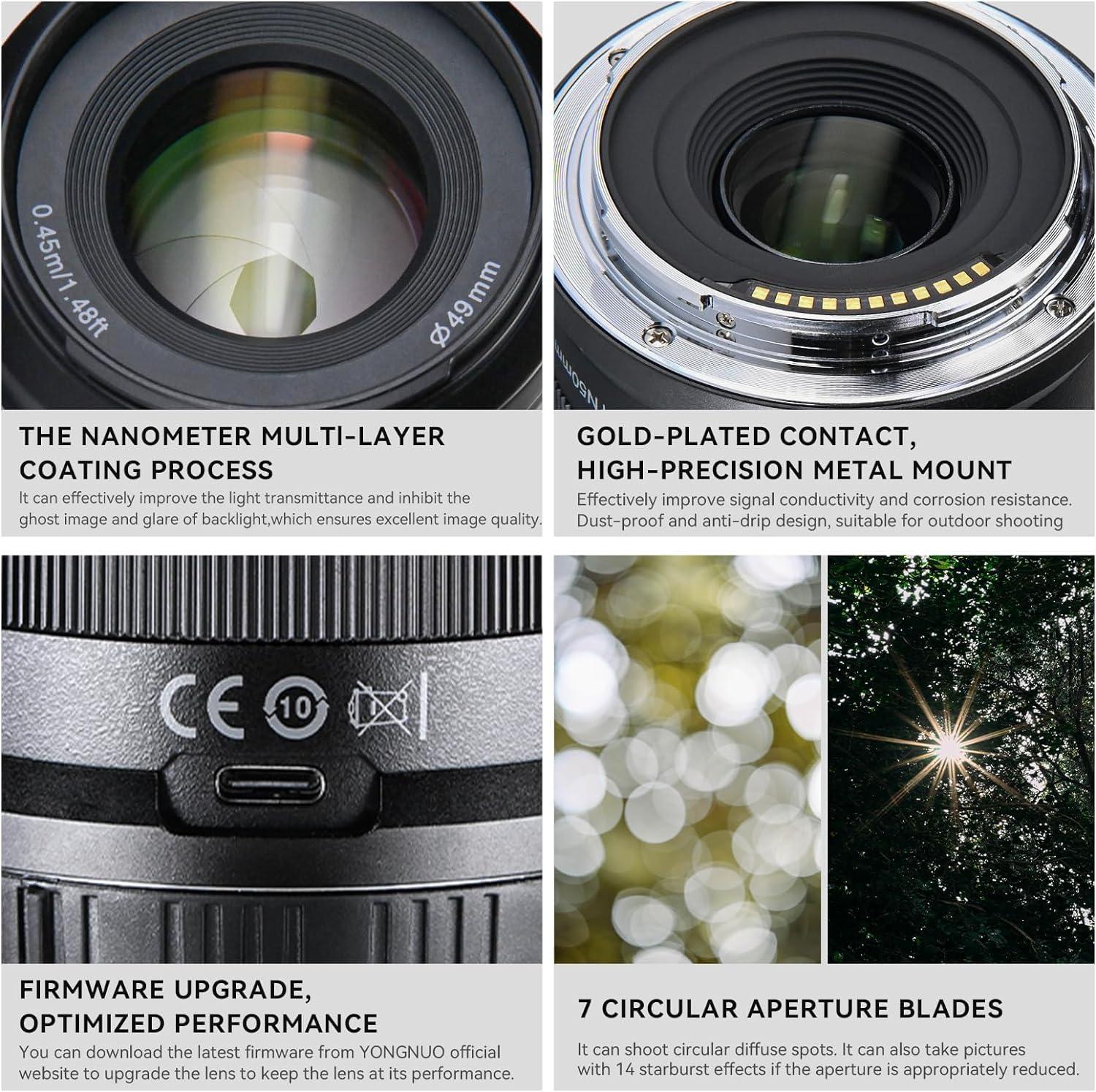 YNLENS YONGNUO YN50mm F1.8Z DA DSM Lens for Nikon Z Mount Mirrorless Cameras APS-C Autofocus Prime Lens