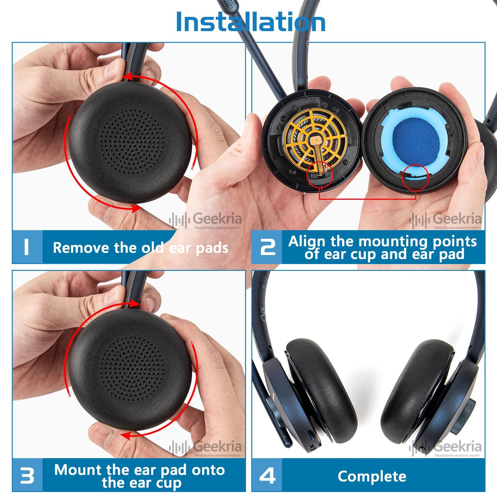 GEEKRIA Geekria QuickFit Replacement Ear Pads Compatible with Anker Powerconf H700, H500 Headphones, Ear Cushions (Black)