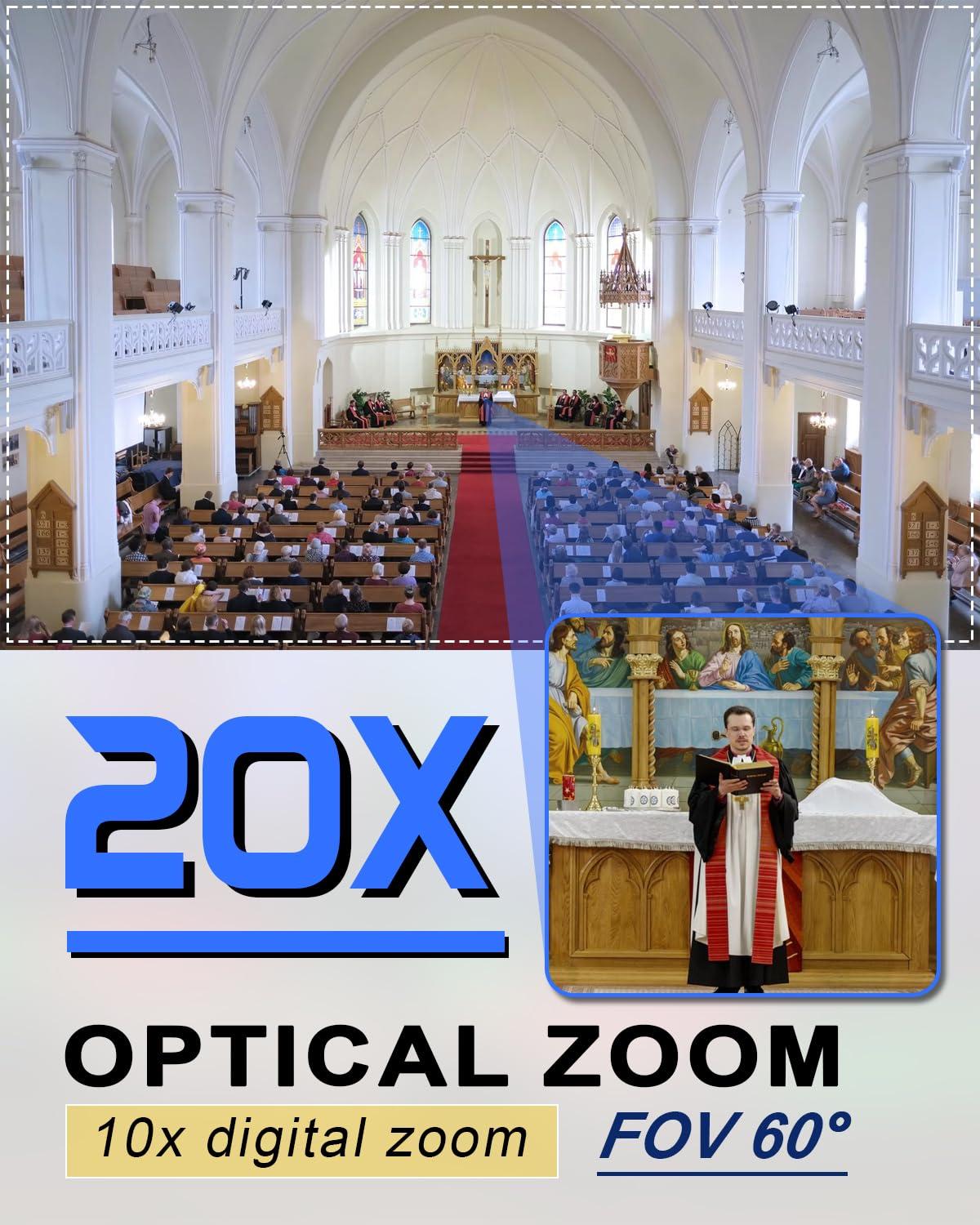 FoMaKo FoMaKo AI Auto Tracking HDMI PTZ Camera 20x Optical Zoom for Church Services Worship Education(2pcs) + KC608 Pro PTZ Controller (FMK12UH Prox2 + KC608 Pro)