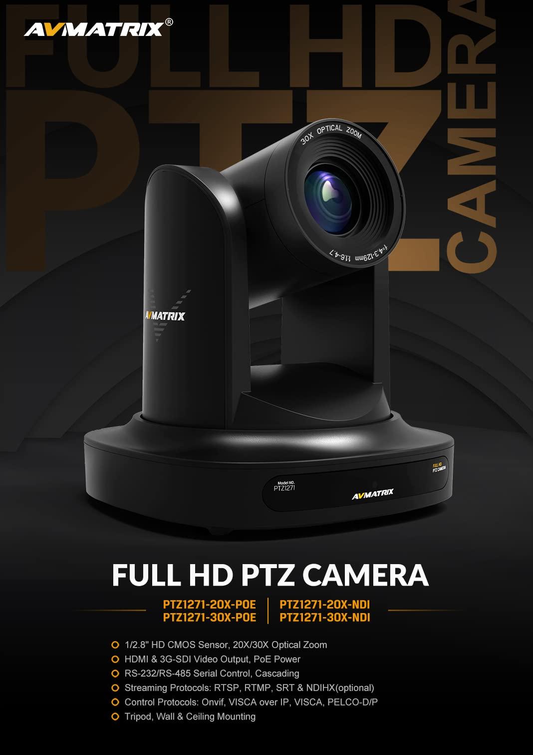 LILLIPUT LILLIPUT AVMatrix PTZ1271-30X-POE Full HD PTZ Conference Camera with 1080p / 2MP - PoE Supported - 30x Optical Zoom