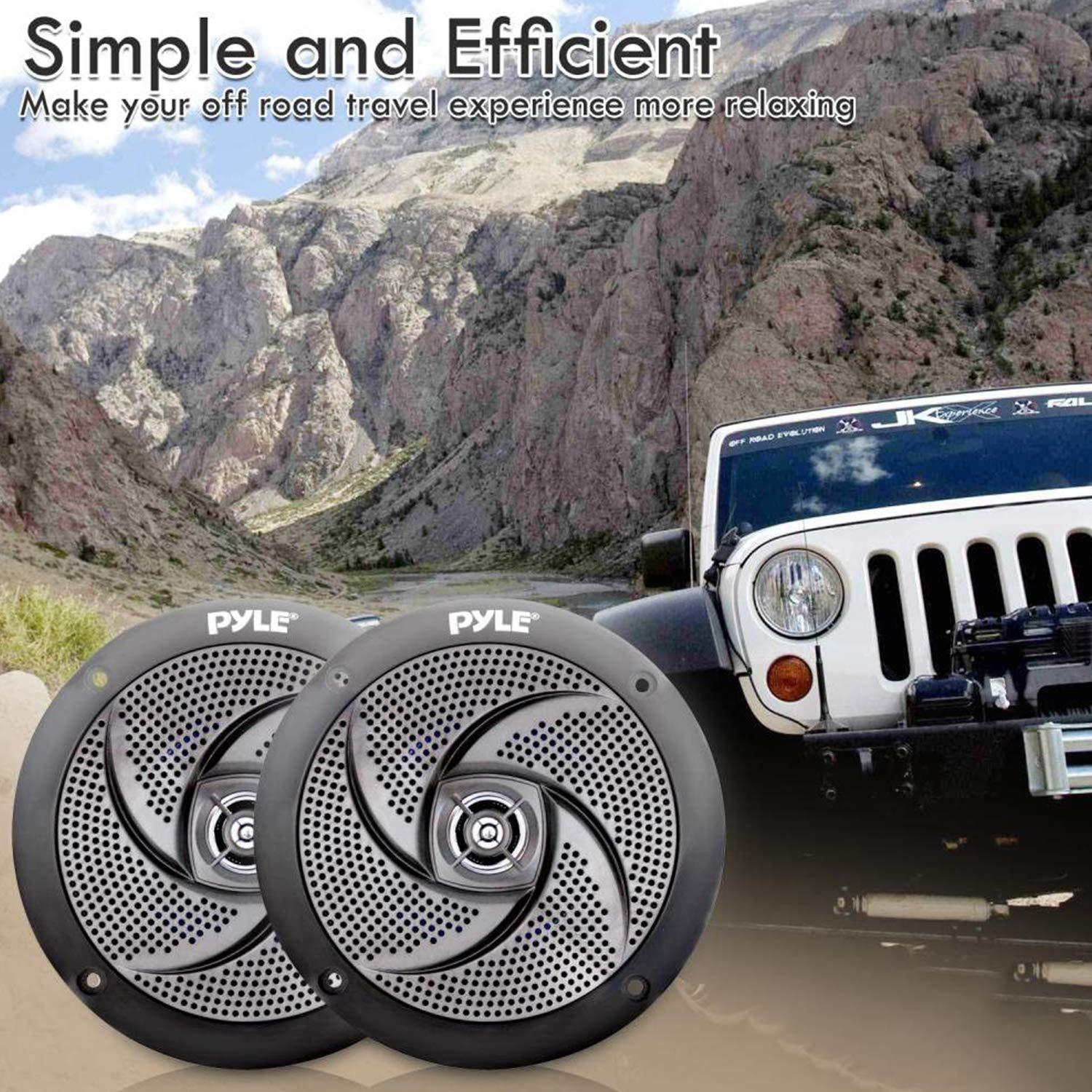 Pyle Pyle Marine Speakers - 5.25 Inch Low Profile Slim Style Waterproof Wakeboard Tower and Weather Resistant Outdoor Audio Stereo Sound System with 180 Watt Power - 1 Pair in White (PLMRS5B)