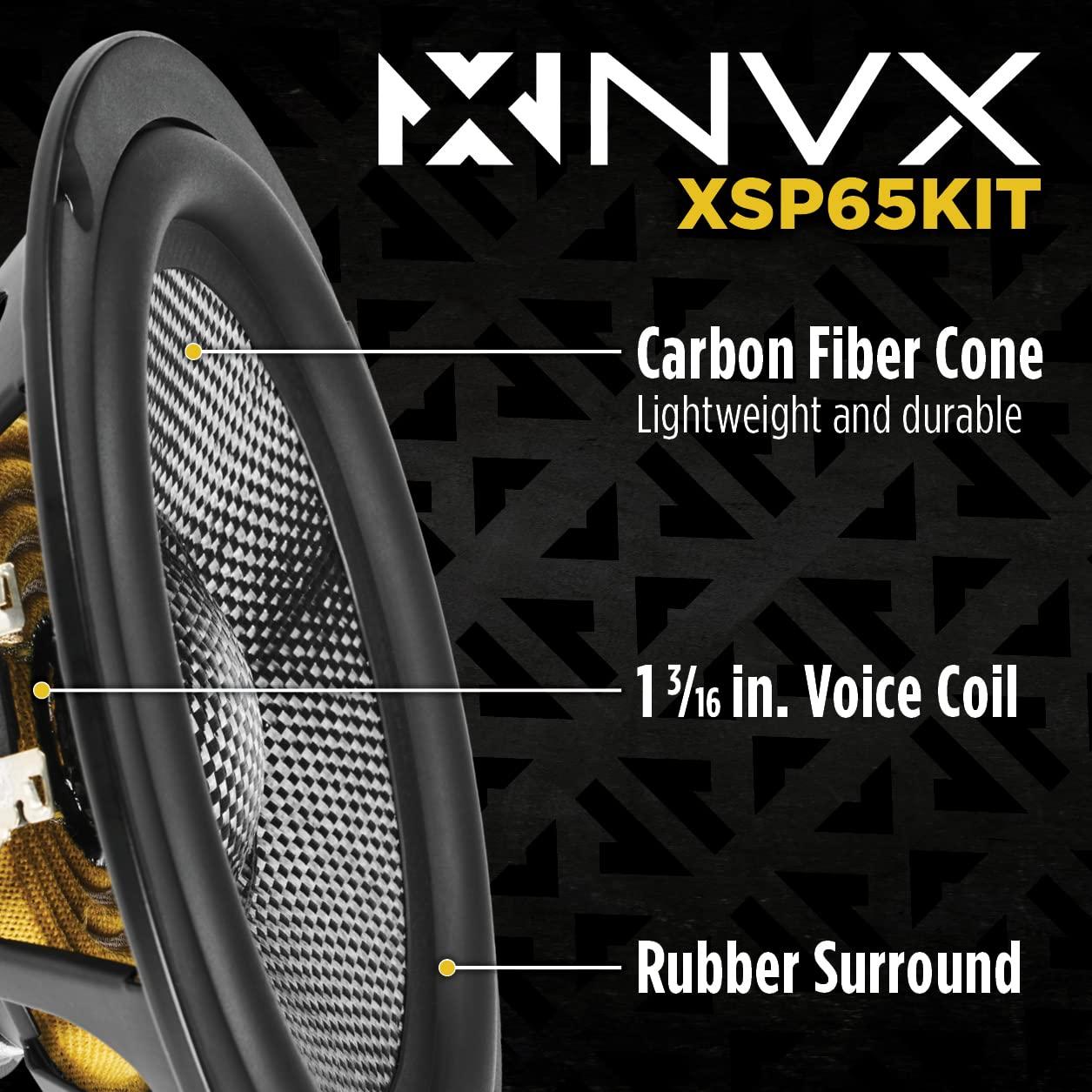 NVX NVX XSP65KIT 6.5\" Car Speakers, 600W Max, 200W RMS, 2-Way 6-1/2 inch Component System w/ 1\" Silk Dome Tweeters & Passive X-Overs, Easy to Install in Cars/Trucks/Doors (Pair)