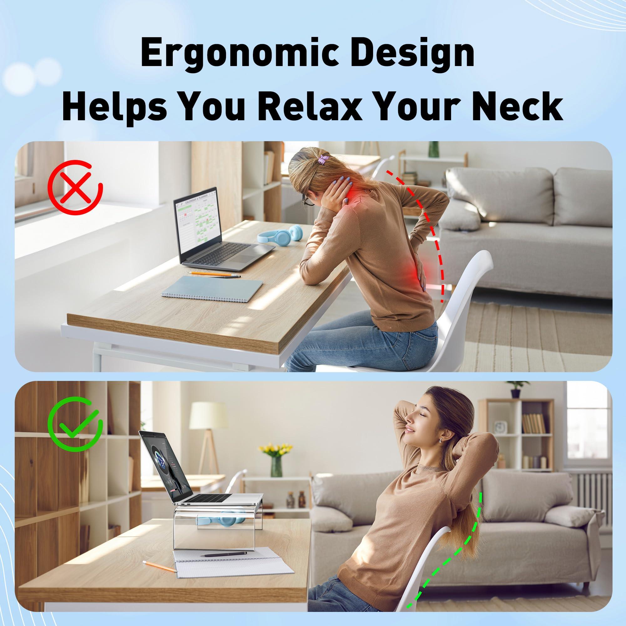 AboveTEK AboveTEK Acrylic Monitor Stand, Premium Large Monitor Riser, Crystal Clear Acrylic Computer Stand Laptop Desk Stand for Home Office Printer TV Screen Keyboard Storage