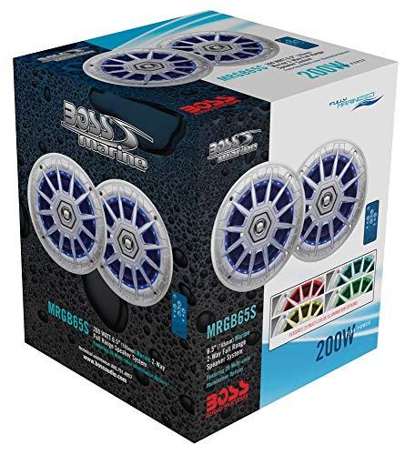BOSS Audio Systems 4) BOSS Audio MRGB65 6.5" 400W Boat Marine RGB LED Light Speakers Silver 2 Pairs