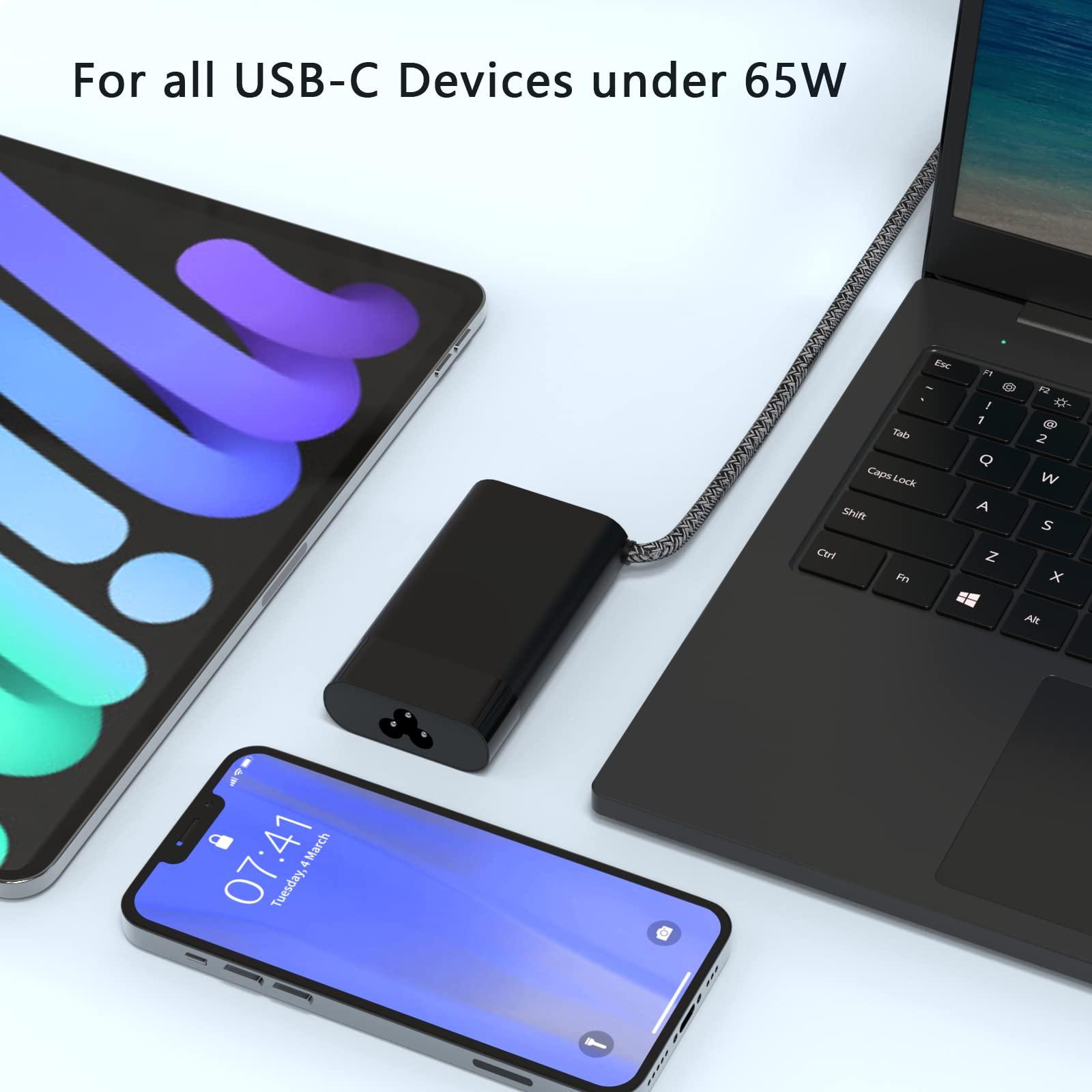 Nivjuky New Slim HP 65W USB C Charger, Compatible with HP EliteBook 830 840 845 865 640 650 1040 G8 G10, Envy x360 15, ZBook, Spectre ProBook Chromebook X360 Elite x2 Power Adapter Supply Cord