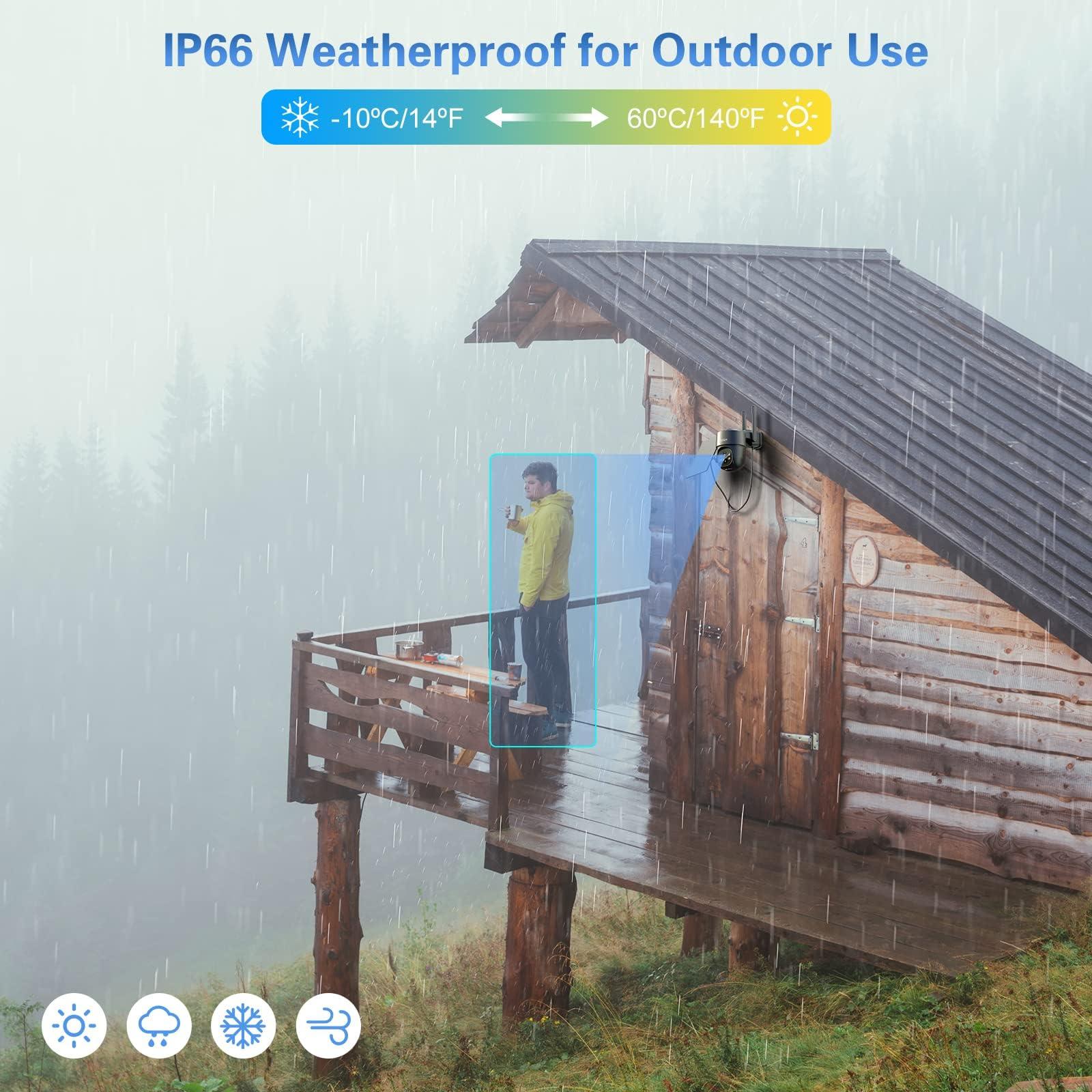 Xega Xega 4G LTE Cellular Security Camera Solar with SIM Card2 Pack Wireless Outdoor No WiFi Security Camera,2K HD PTZ Night Vision Motion Detection 2 Way Talk TF&Cloud Storage IP66, Built-in SIM Card