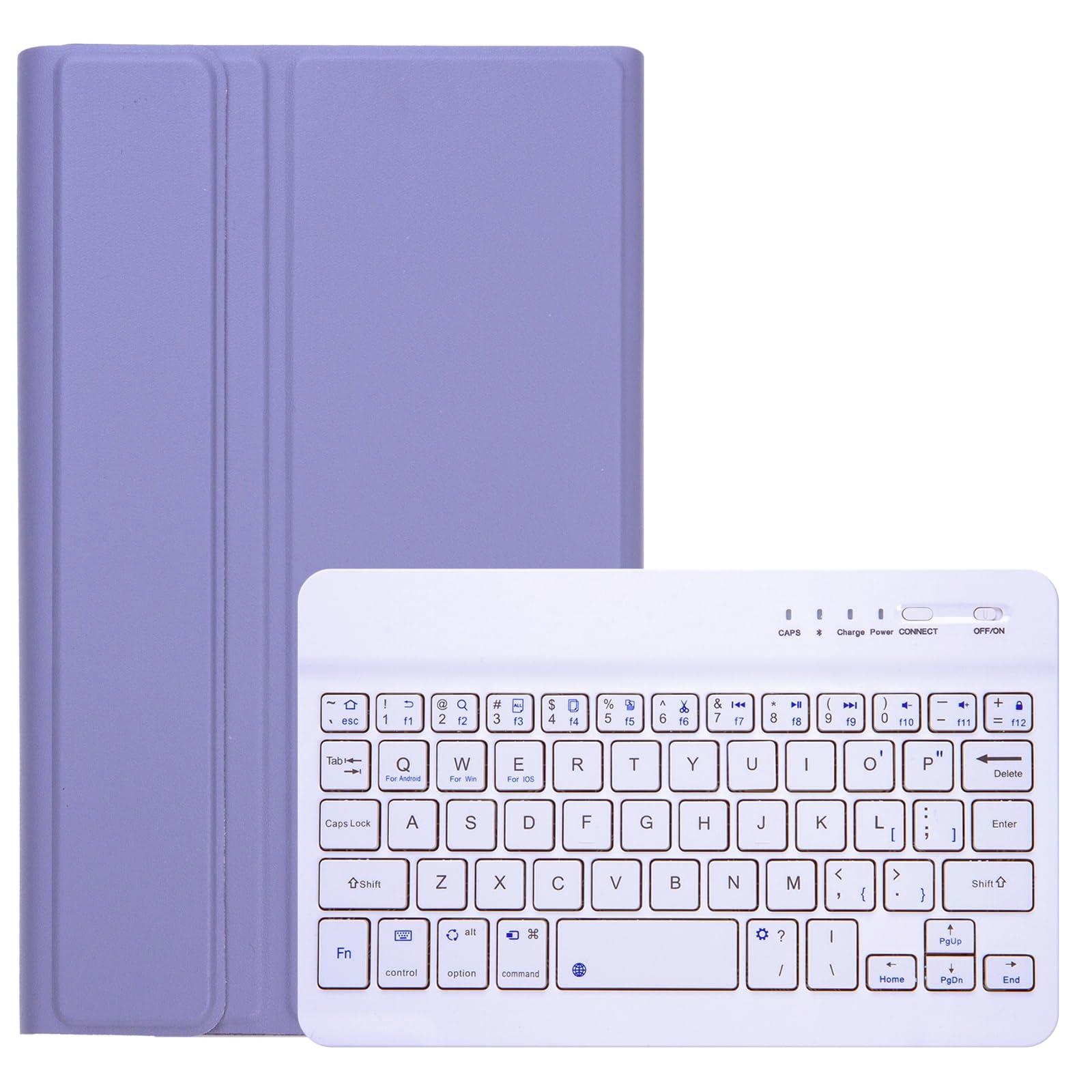Lrufodya Lrufodya Keyboard Case for Samsung Galaxy Tab A7 Lite 8.7" 2021, Candy Colors Detachable Wireless Keyboard with Slim Cover for Model SM-T220 T225 T227 (Purple)