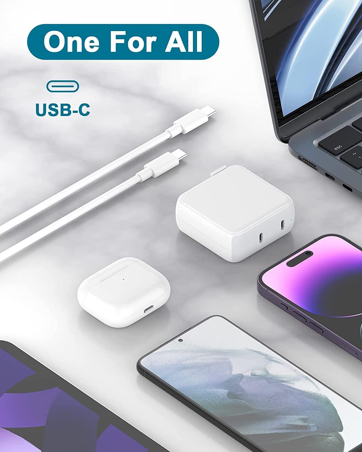 IFEART Charger for MacBook Air MacBook Pro 13 14 15 16 inch 2024 2023 2022 2021 2020 2019, M1 M2 M3, iPad Pro Air Mini, iPhone 15 Pro Max Plus, 67W Dual Port USB C Power Adapter, 6.6FT USB-C Charging Cable