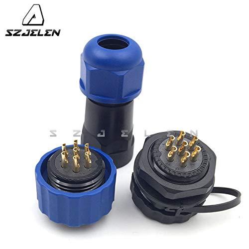 SZJELEN SZJELEN SD20 20MM 7Pin Panel Mount Waterproof Connector Plug + Socket, Cable Gland Cap Connector IP67 (7Pin, Plug (Male) + Socket (Female))