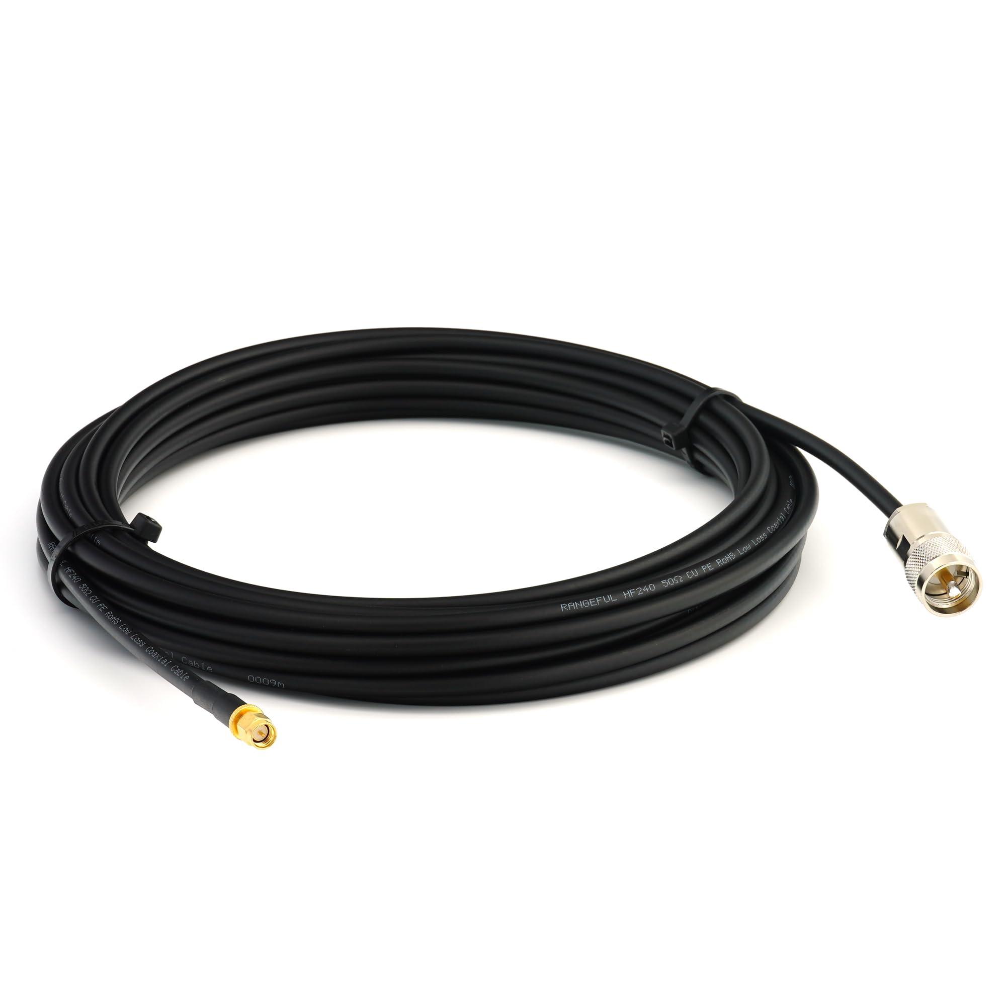 RANGEFUL RANGEFUL PL259 to SMA Extension Cable 20m Waterproof PL to SMA Male Jumper Low Loss HF-240 Coax Cable (LMR 240 Equivalent)
