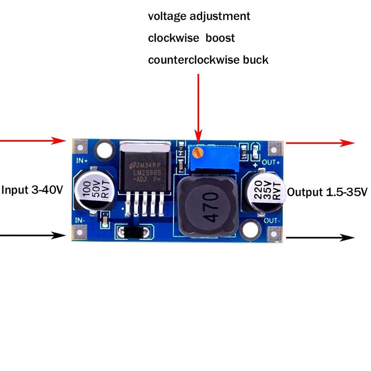 DaFuRui Dafurui 10 Pack LM2596 DC-DC Adjustable Buck Converter 3.0-40V to 1.5-35V Power Supply Step Down Voltage Regulator Module