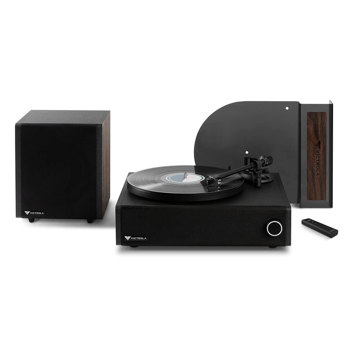 Victrola Victrola Premiere V1 Soundbar System with Built-in Record Player, Wireless Subwoofer and 5.0 Bluetooth Streaming, Stereo Soundbar, 6.5\" Powered Subwoofer, Supports 33-1/3 and 45 RPM Vinyl Records