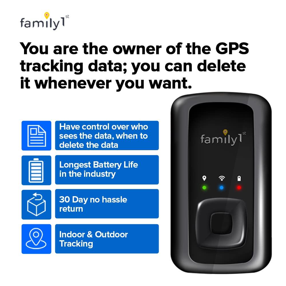 Family1st No Monthly Fee GPS Tracker - Family1st - 1 Year Subscription Included - Portable Discreet GPS Tracking Device, Compact GPS Tracker for Cars, Vehicles, Kids, Elderly, Teens