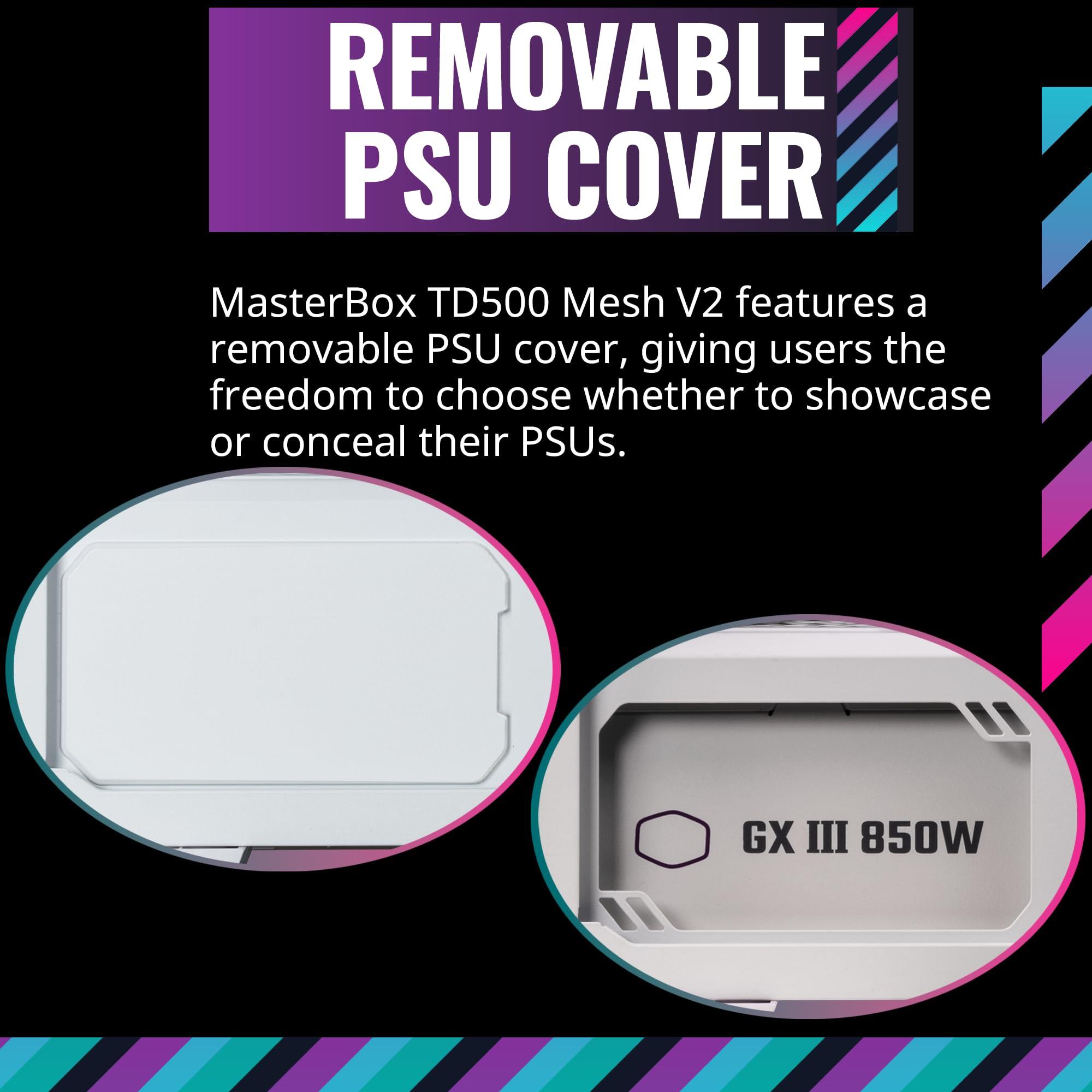 Cooler Master Cooler Master TD500 Mesh V2 White Mid-Tower Case, Polygonal Mesh, 3X 120mm ARGB Fans, USB Gen 2 Type C