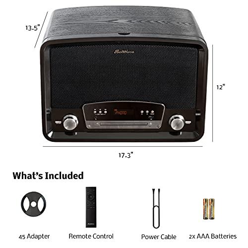 Electrohome Electrohome Kingston 7-in-1 Vintage Vinyl Record Player Stereo System with 3-Speed Turntable, Bluetooth, AM/FM Radio, CD, Aux in, RCA/Headphone Out, Vinyl/CD to MP3 Recording & USB Playback (RR75B)