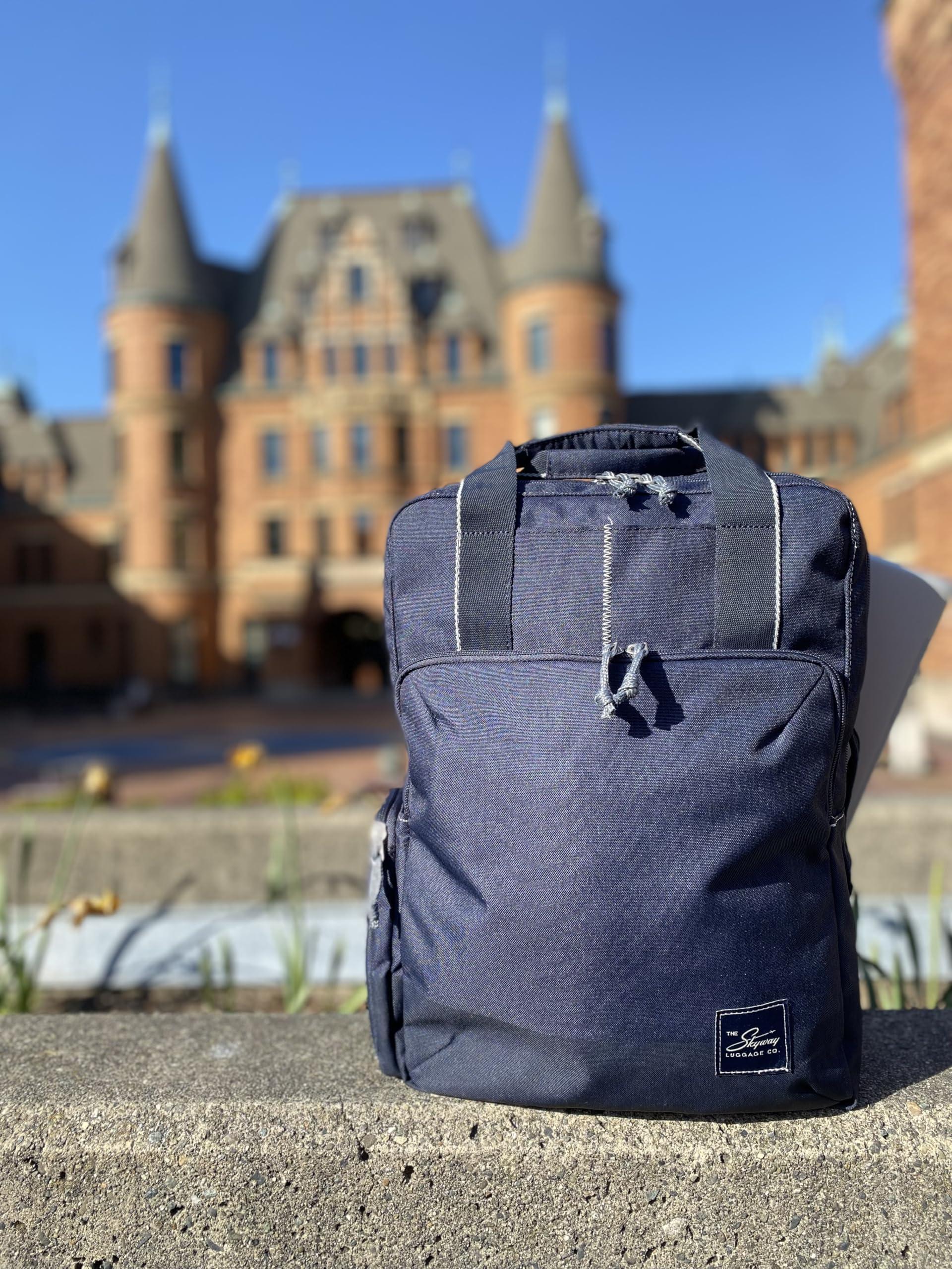 Skyway Skyway Luggage Rainier Deluxe Backpack, Eco-Friendly, Made of 100% rPET Travel Laptop Bag for Women & Men, Flight Approved Carry On Bag, 17L, Tahoe Blue