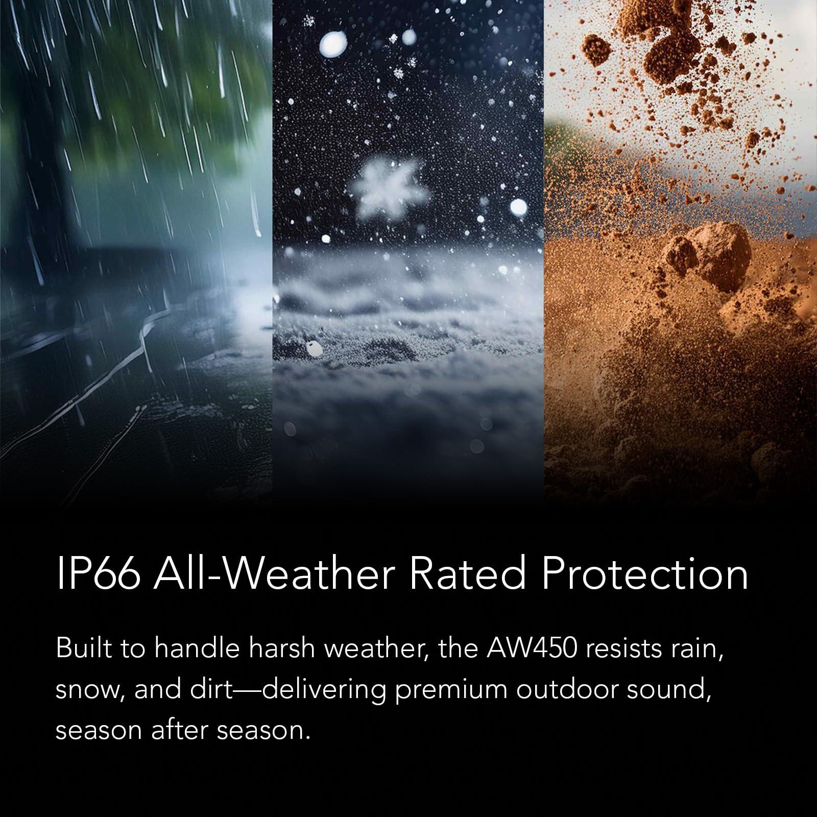 Definitive Technology Definitive Technology Dymension AW-450 Outdoor Speaker (White, Pair), Two-Way Surface Mount Wired Speakers, 4.5" Woofer, 1 Tweeter, & 4.5"x6 Passive Bass Radiator, IP66 All-Weather Outdoor Speakers