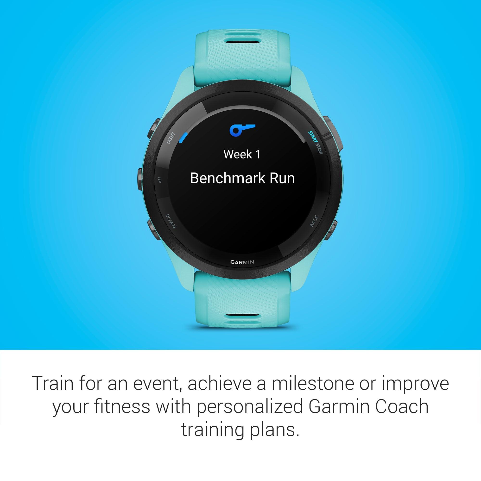 Garmin Garmin Forerunner 265 Running Smartwatch, Colorful AMOLED Display, Training Metrics and Recovery Insights, Aqua and Black