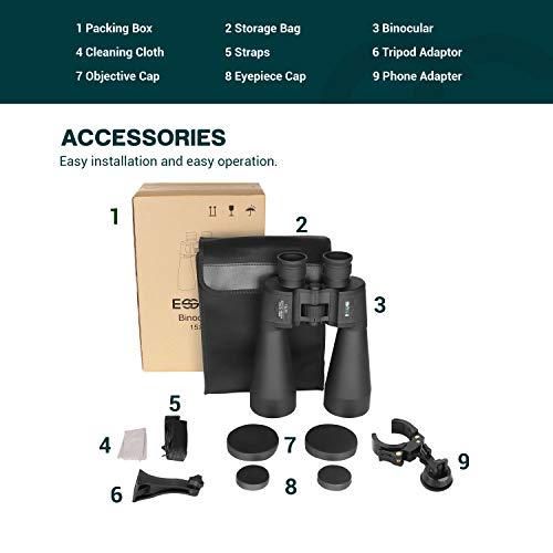 ESSLNB ESSLNB Giant Binoculars Astronomy 15X70 with Phone Adapter Tripod Adapter and Carrying Bag FMC Waterproof Binoculars for Adults Kids