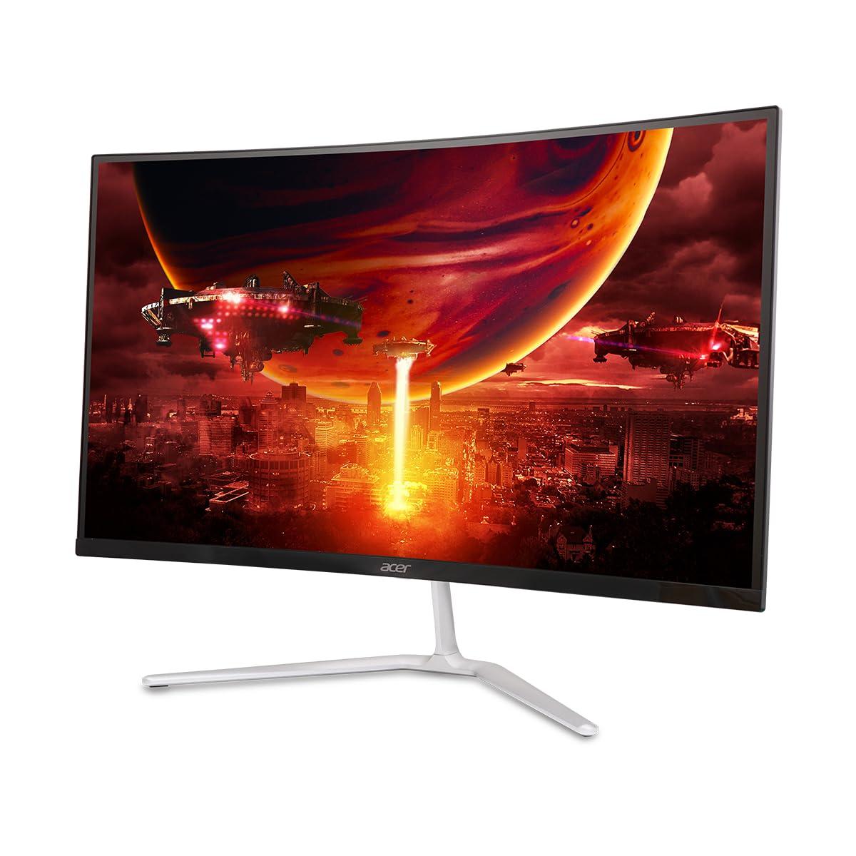 acer Acer 27" WQHD 2560 x 1440 1500R Curved PC Gaming Monitor | AMD FreeSync Premium | Up to 170Hz Refresh | 1ms VRB | VESA Mount | HDR10 | 1 x Display Port 1.2 & 2 x HDMI 2.0 | EDA270U Pbmiipx | Silver